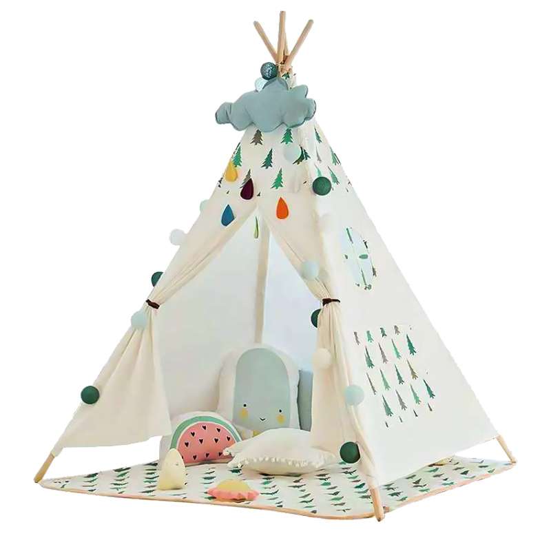 Teepee Tent for Kids, Natural Cotton Canvas Teepee Play Tent