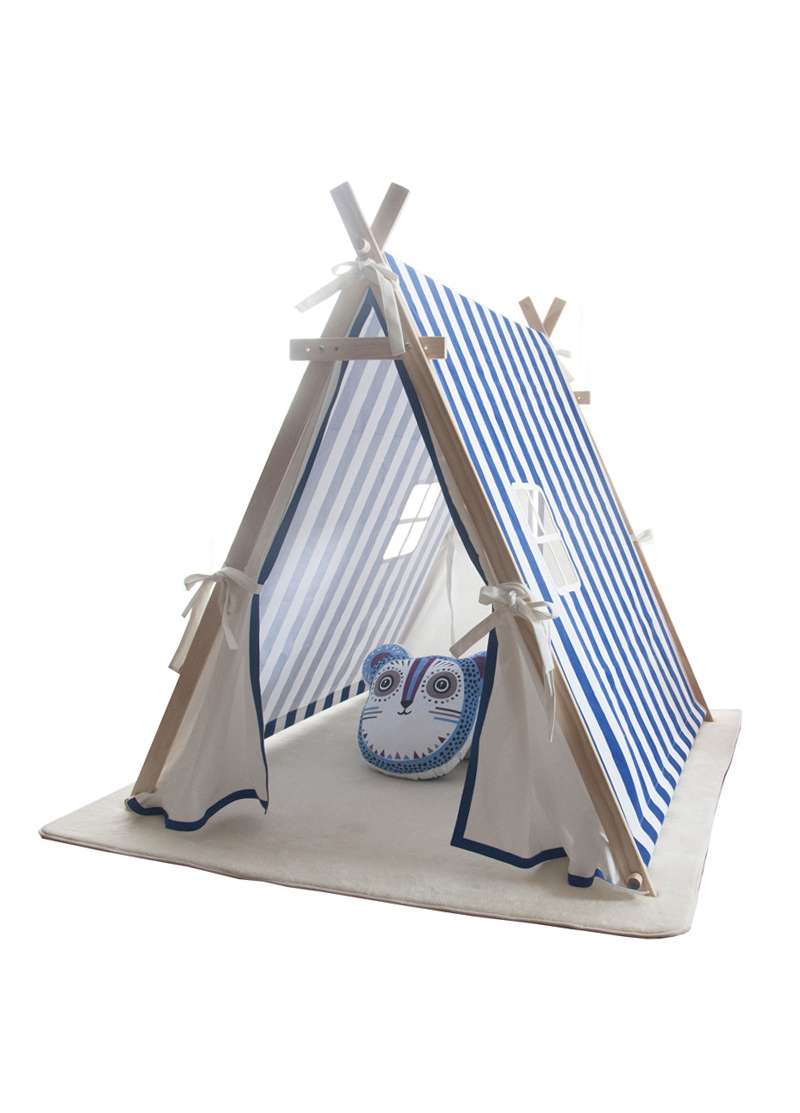 Children's Tent Manufacturers Direct Sales Baby Indoor Large Game House Blue And White Striped Cotton Indian Tent